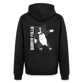 Border Collie - Unisex Premium Organic Zip Hoodie - black - Back - Nico (187cm)
