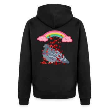 Happy Valentine Pigeon Friend - Unisex Premium Bio Zip Hoodie - Schwarz - Hinten - Nico (187cm)
