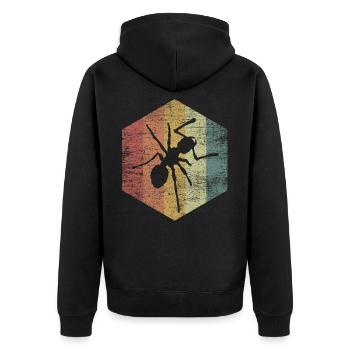 Ameise Vintage - Unisex Premium Bio Zip Hoodie - Schwarz - Hinten - Nico (187cm)