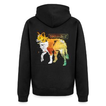 Border Collie polygon - Unisex Premium Bio Zip Hoodie - Schwarz - Hinten - Nico (187cm)
