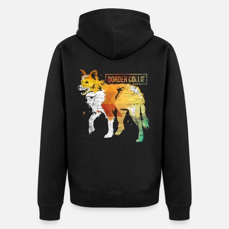 Border Collie polygon - Unisex Premium Bio Zip Hoodie - Schwarz