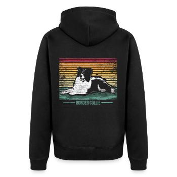 Border Collie - Unisex Premium Bio Zip Hoodie - Schwarz - Hinten - Nico (187cm)