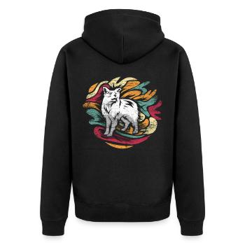 Border Collie Geschenk - Unisex Premium Bio Zip Hoodie - Schwarz - Hinten - Nico (187cm)
