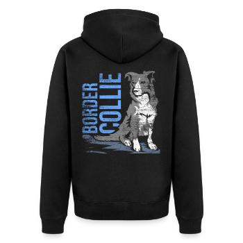 Border Collie - Unisex Premium Bio Zip Hoodie - Schwarz - Hinten - Nico (187cm)