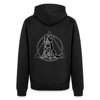 Border Collie Geschenk - Unisex Premium Bio Zip Hoodie - Schwarz - Hinten - Nico (187cm)