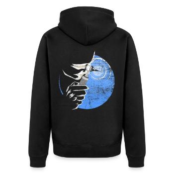 Halz-nasen-ohen-arzt - Unisex Premium Bio Zip Hoodie - Schwarz - Hinten - Nico (187cm)