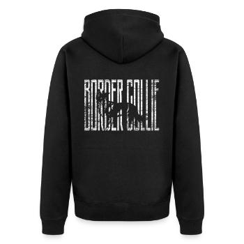 Border Collie - Unisex Premium Bio Zip Hoodie - Schwarz - Hinten - Nico (187cm)