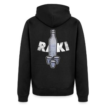 Raki gift - Unisex Premium Organic Zip Hoodie - black - Back - Nico (187cm)