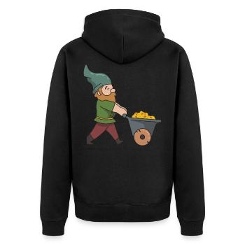 Garden Gnome Gnome Gift Gardener Cap Gnome - Unisex Premium Organic Zip Hoodie - black - Back - Nico (187cm)