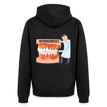 Kieferorthopäde - Unisex Premium Bio Zip Hoodie - Schwarz - Hinten - Nico (187cm)