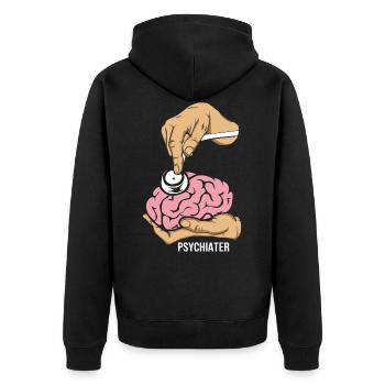 psychiatrist - Unisex Premium Organic Zip Hoodie - black - Back - Nico (187cm)