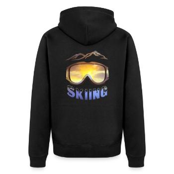 Ski Skibrille Brille Skifahrer Schnee - Unisex Premium Bio Zip Hoodie - Schwarz - Hinten - Nico (187cm)