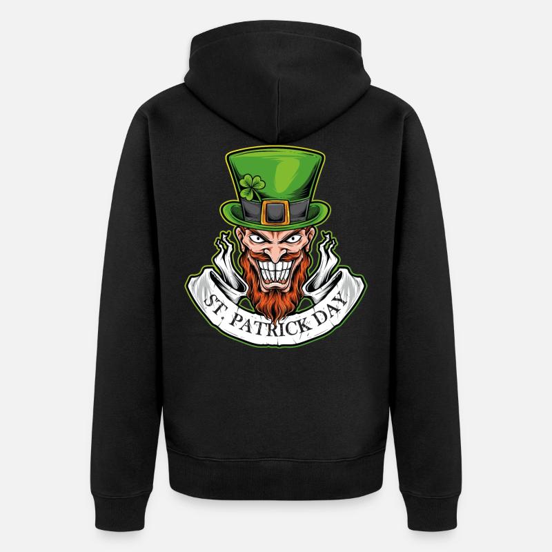 Lächeln am St. Patrick Day - Unisex Premium Bio Zip Hoodie - Schwarz