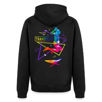 Trampolin Polygon - Unisex Premium Bio Zip Hoodie - Schwarz - Hinten - Nico (187cm)