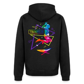 Trampolin Polygon - Unisex Premium Bio Zip Hoodie - Schwarz - Hinten - Nico (187cm)