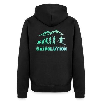 Ski Evolution Skifahrer Schnee Winter - Unisex Premium Bio Zip Hoodie - Schwarz - Hinten - Nico (187cm)