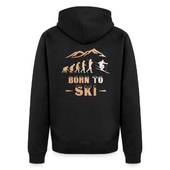 Ski Evolution Born to Ski Skier - Unisex Premium Organic Zip Hoodie - black - Back - Nico (187cm)