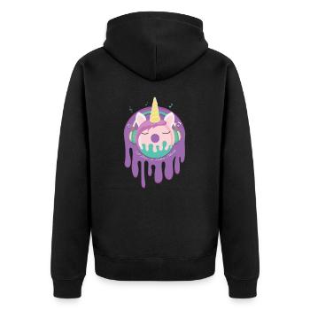 Unicorn Licorne Donut Musique Écouter Listes Music - Veste à capuche bio Premium Unisexe - noir - Dos - Nico (187cm)