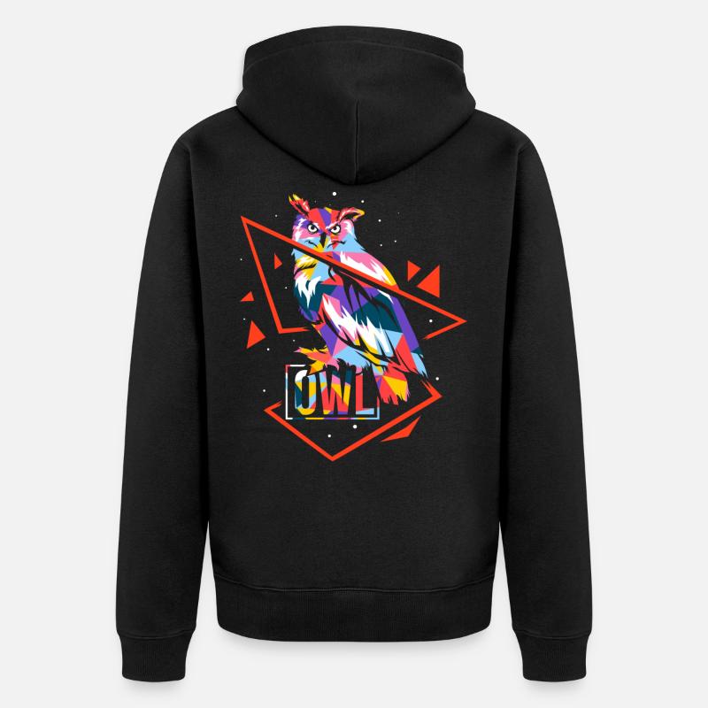 Polygon Eule - Unisex Premium Bio Zip Hoodie - Schwarz