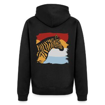 Zebra - Unisex Premium Bio Zip Hoodie - Schwarz - Hinten - Nico (187cm)