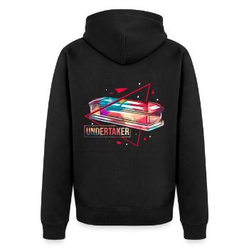 Bestatter Polygon - Unisex Premium Bio Zip Hoodie - Schwarz - Hinten - Nico (187cm)