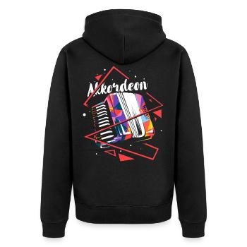 Akkordeon Polygon - Unisex Premium Bio Zip Hoodie - Schwarz - Hinten - Nico (187cm)