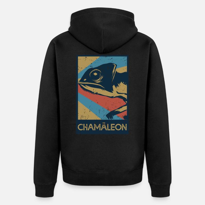 Chamäleon Geschenk - Unisex Premium Bio Zip Hoodie - Schwarz