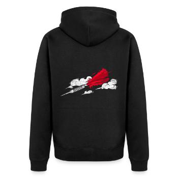 Dart Pfeil Geschenk - Unisex Premium Bio Zip Hoodie - Schwarz - Hinten - Nico (187cm)