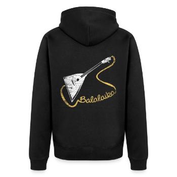 Balalaika Geschenk - Unisex Premium Bio Zip Hoodie - Schwarz - Hinten - Nico (187cm)