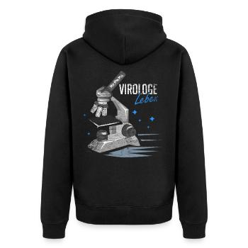 Virologe Geschenk - Unisex Premium Bio Zip Hoodie - Schwarz - Hinten - Nico (187cm)