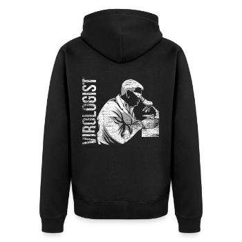 Virologe Virologie Geschenk - Unisex Premium Bio Zip Hoodie - Schwarz - Hinten - Nico (187cm)
