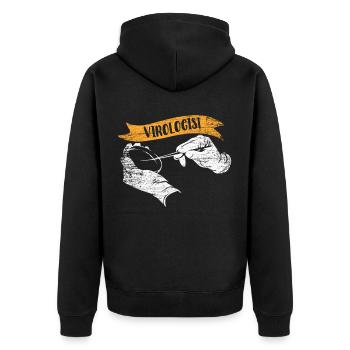 Virologe Geschenk - Unisex Premium Bio Zip Hoodie - Schwarz - Hinten - Nico (187cm)
