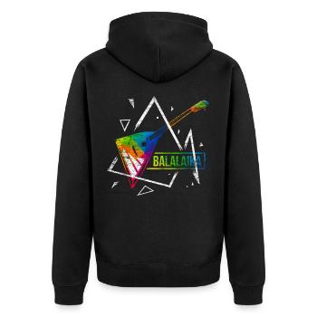 Balalaika Polygon Geschenk - Unisex Premium Bio Zip Hoodie - Schwarz - Hinten - Nico (187cm)