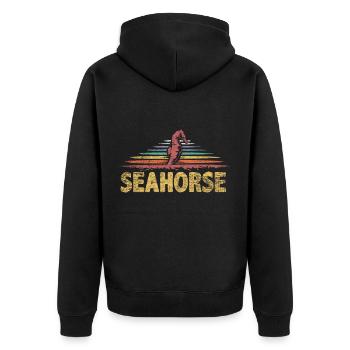 Seepferdchen Geschenk - Unisex Premium Bio Zip Hoodie - Schwarz - Hinten - Nico (187cm)