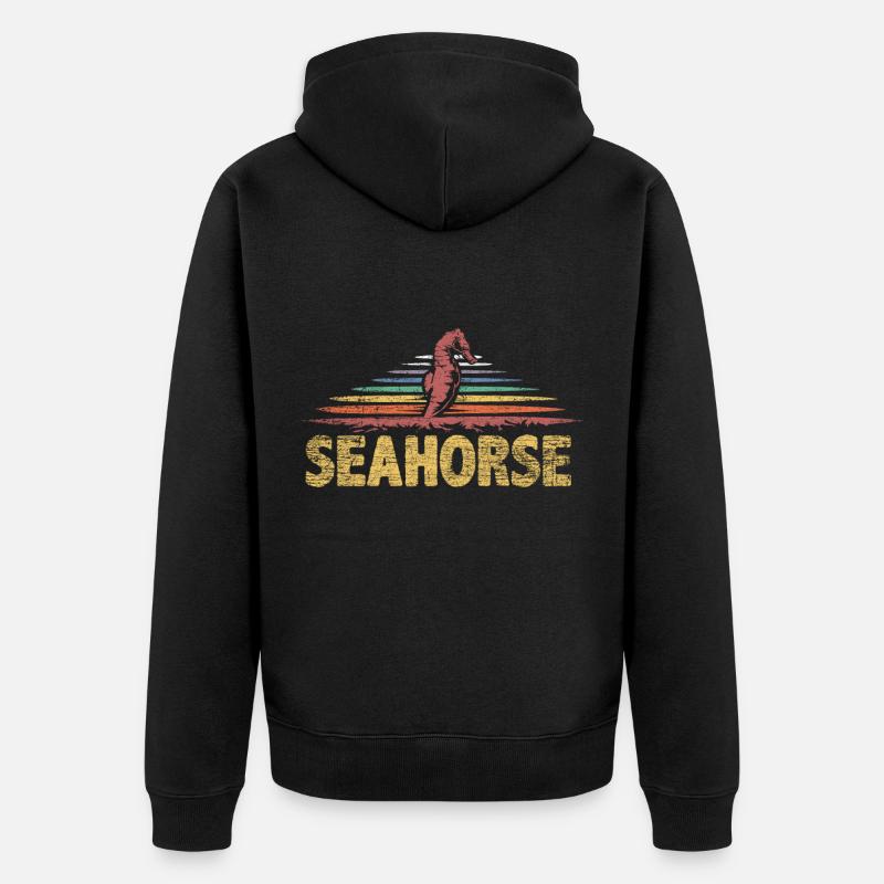 Cadeau hippocampe - Veste à capuche bio Premium Unisexe - noir