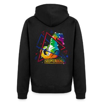 Seahorse polygon gift - Unisex Premium Organic Zip Hoodie - black - Back - Nico (187cm)