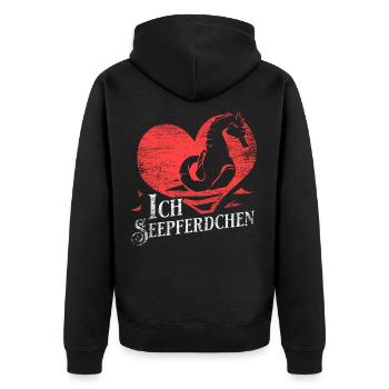 Seahorse love gift - Unisex Premium Organic Zip Hoodie - black - Back - Nico (187cm)