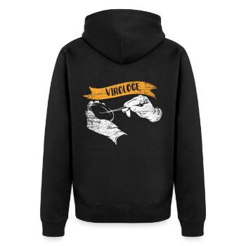 Virologe Geschenk - Unisex Premium Bio Zip Hoodie - Schwarz - Hinten - Nico (187cm)