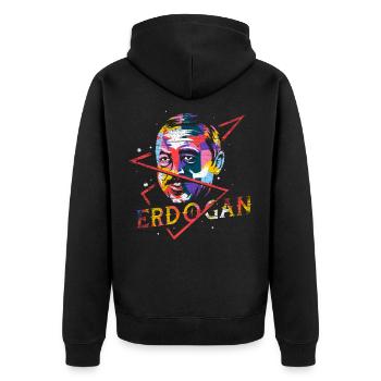 Erdogan cadeau polygone - Veste à capuche bio Premium Unisexe - noir - Dos - Nico (187cm)