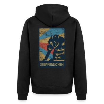 Seepferdchen Geschenk - Unisex Premium Bio Zip Hoodie - Schwarz - Hinten - Nico (187cm)