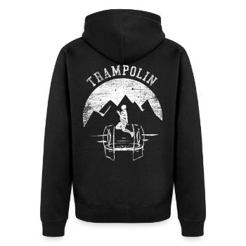 Trampolin - Unisex Premium Bio Zip Hoodie - Schwarz - Hinten - Nico (187cm)