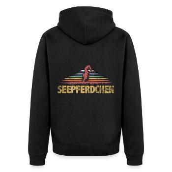 Seepferdchen Geschenk - Unisex Premium Bio Zip Hoodie - Schwarz - Hinten - Nico (187cm)