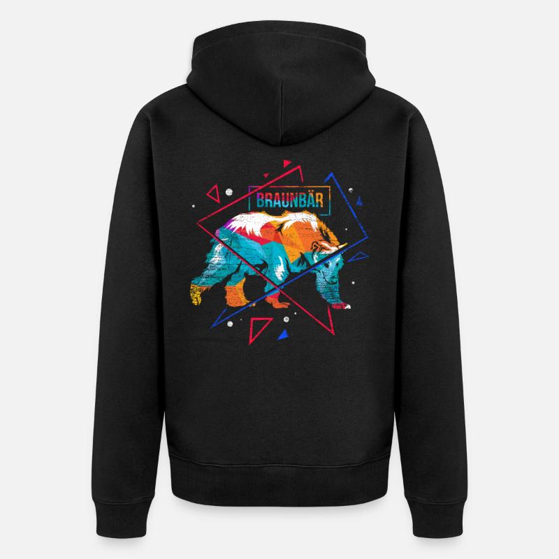 Polygone ours brun - Veste à capuche bio Premium Unisexe - noir