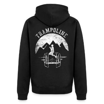 Trampolin Geschenk - Unisex Premium Bio Zip Hoodie - Schwarz - Hinten - Nico (187cm)