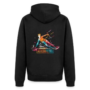 Cadeau polygone de kitesurf - Veste à capuche bio Premium Unisexe - noir - Dos - Nico (187cm)
