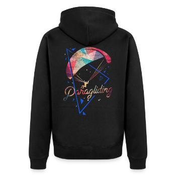 Paragliding polygon gift - Unisex Premium Organic Zip Hoodie - black - Back - Nico (187cm)