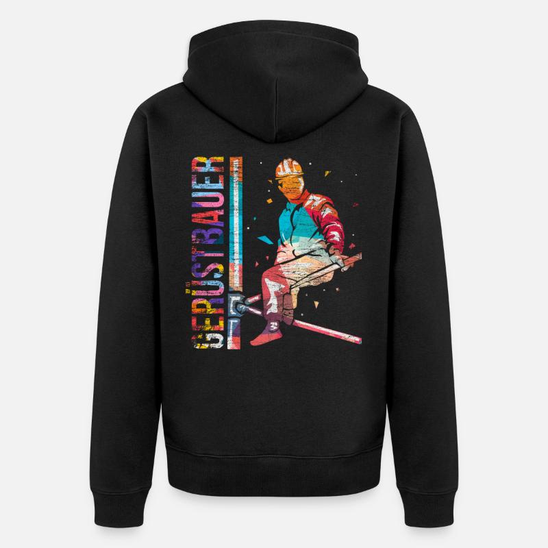 Gerüstbauer Polygon Geschenk - Unisex Premium Bio Zip Hoodie - Schwarz