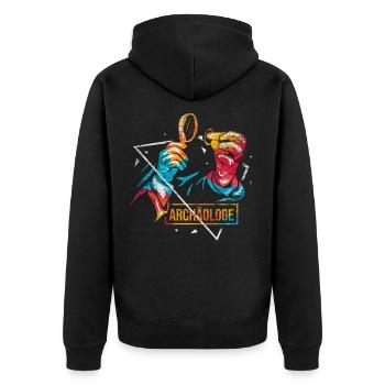 Archäologe Polygon Geschenk - Unisex Premium Bio Zip Hoodie - Schwarz - Hinten - Nico (187cm)