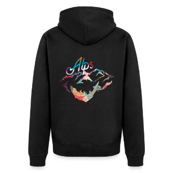 Cadeau polygone Alpes - Veste à capuche bio Premium Unisexe - noir - Dos - Nico (187cm)