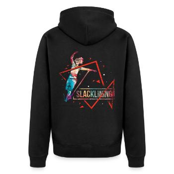 Slackline polygon gift - Unisex Premium Organic Zip Hoodie - black - Back - Nico (187cm)